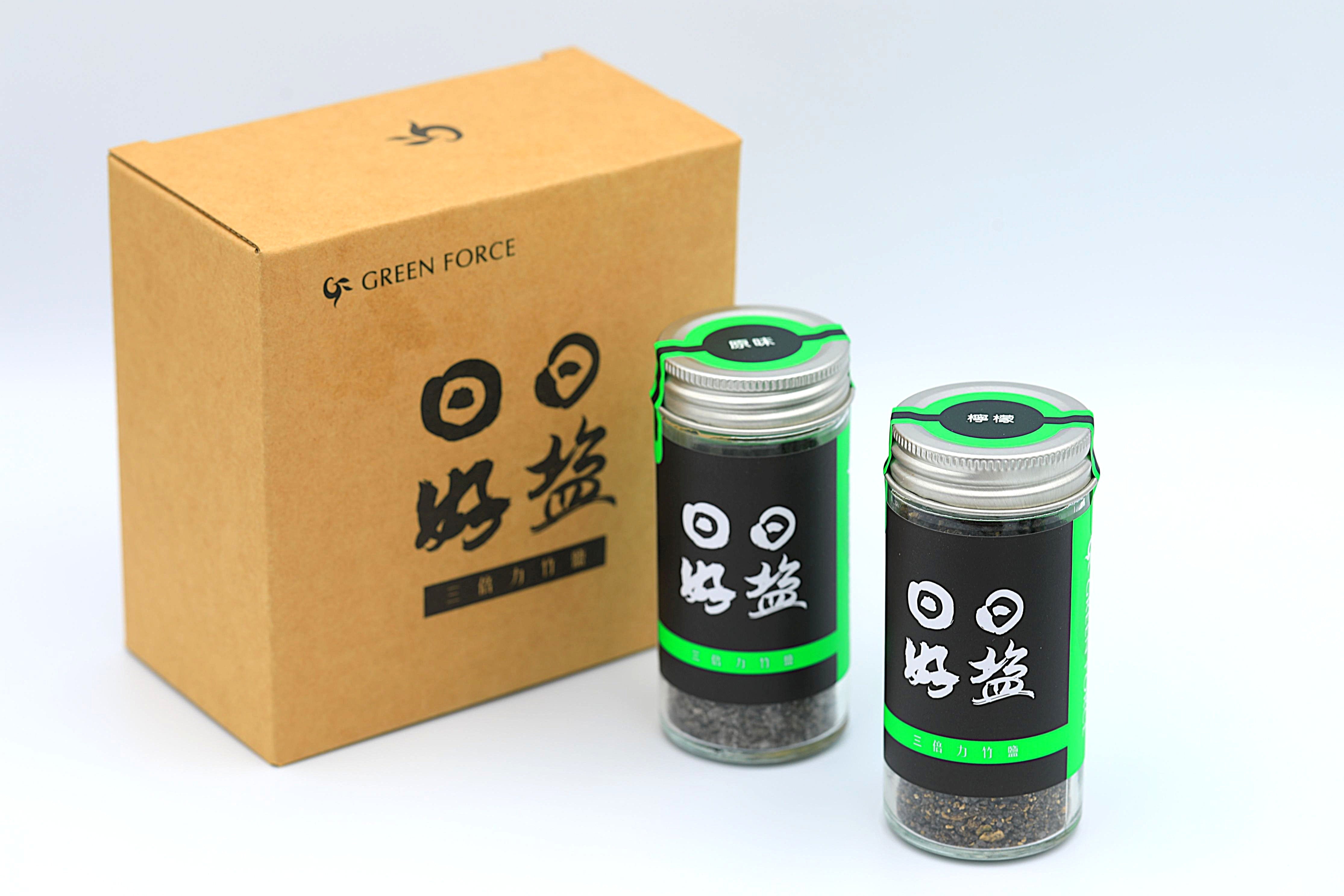 三倍力竹鹽 🔆 風味調味鹽組: 原味竹鹽*1瓶 + 檸檬竹鹽*1瓶 - GreenForce 箐烽永續商店