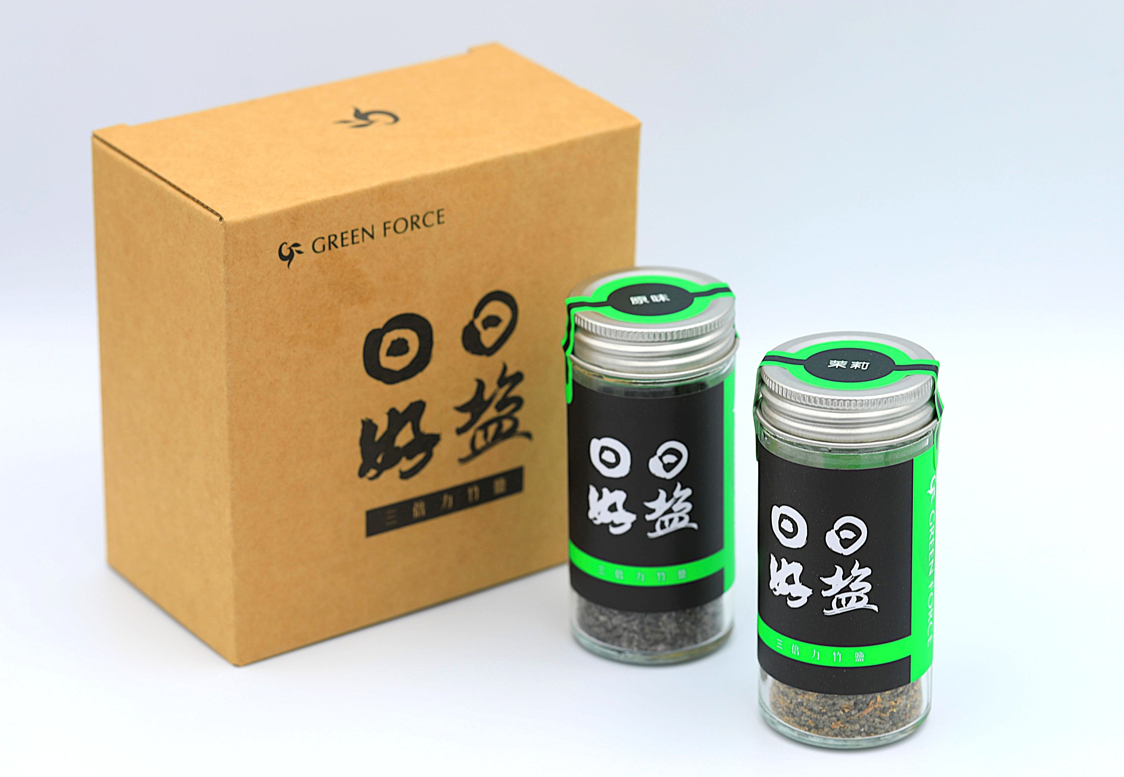 三倍力竹鹽 🔆 風味調味鹽組: 原味竹鹽*1瓶 + 茉莉竹鹽*1瓶 - GreenForce 箐烽永續商店